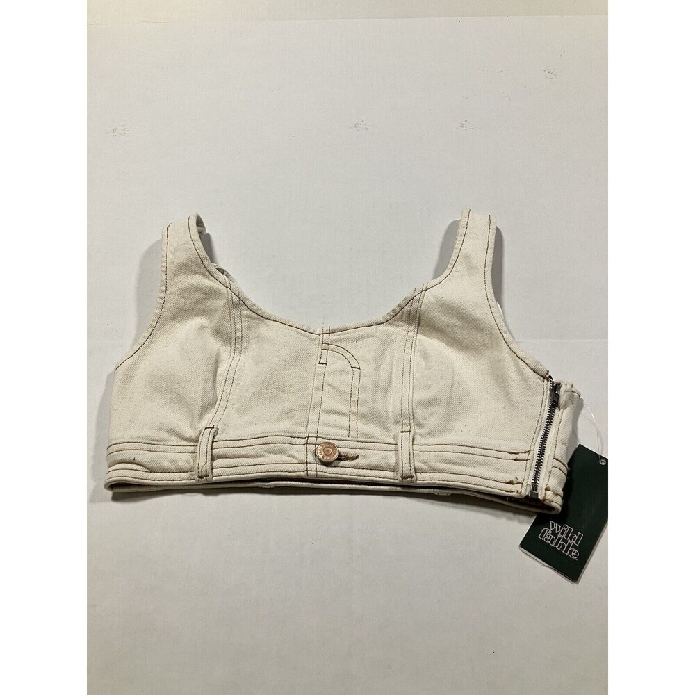 Wild Fable Cream Denim Extreme Crop Top Women’s Size XS